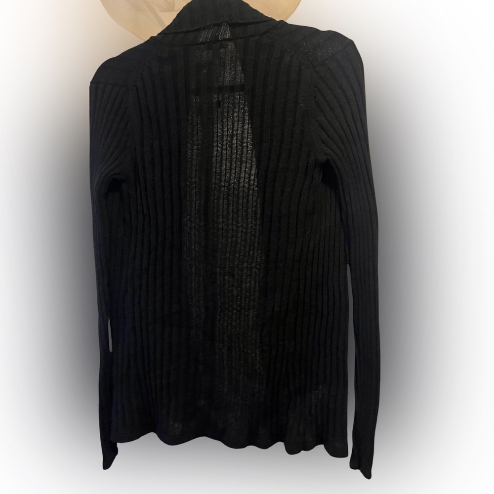 Express Womens Cardigan Sweater Black Long Sleeve Open Front Ribbed Knit SMALL - Picture 3 of 6